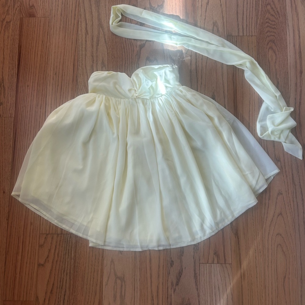 Yellow Saturn strapless mini dress